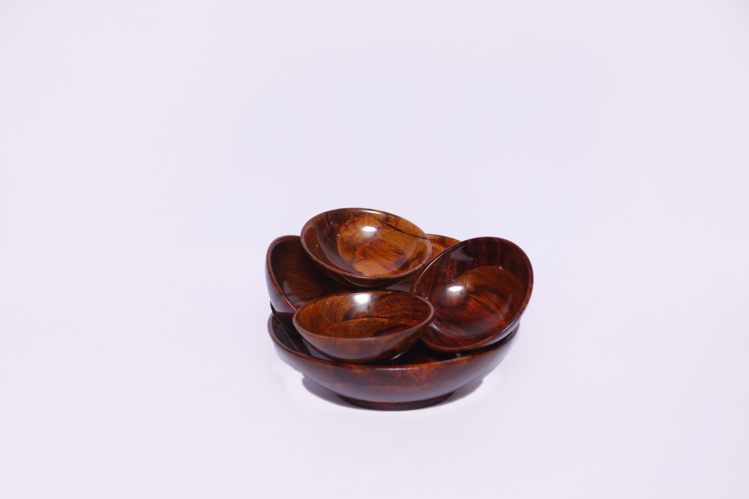 Handmade 7-Piece Wooden Bowl Set | Rustic Handcrafted Pure Wood Bowls | Eco-Friendly Kitchen Serving Bowl Set